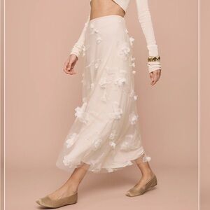 Reformation Cream Floral Maxi Skirt
